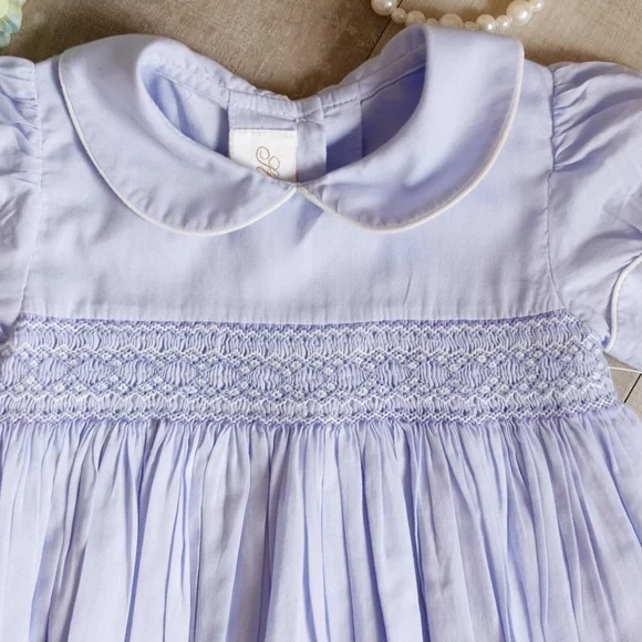 RARE Strasburg Romper Lavender Cotton Smocked Embroidery Bubble PERFECT NWOT